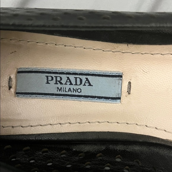 Prada Women's Black Perforated Leather Flats - Picture 6 of 8